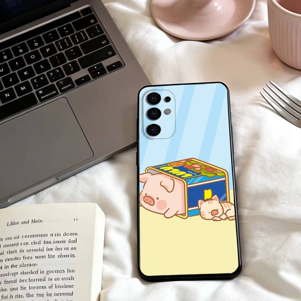 Чехол для телефона LuLu the piggy для Samsung S25,24,23,22,30,21,10,9,Ultra,Plus,Lite,FE,4,5 G Мягкий черный чехол