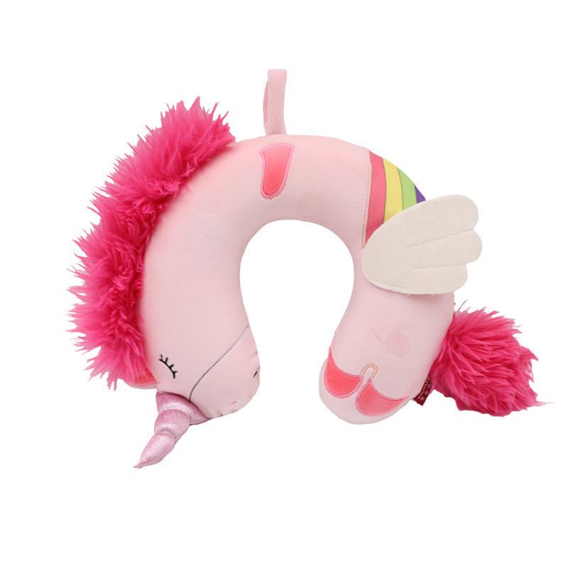 Unicorn Kids U Shape Pillow With Memory Foam And Soft Elastic Cover For Rest