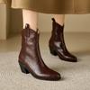 Женские короткие сапоги на высоком каблуке, осенне-зимние, новые, однотонные, большого размера, на толстом каблуке