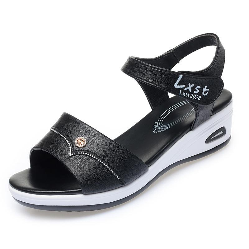 Комфортные женские дышащие босоножки на танкетке с открытым носком на платформе из мягкой кожи с мягкой подошвой, элегантные повседневные туфли-гладиаторы