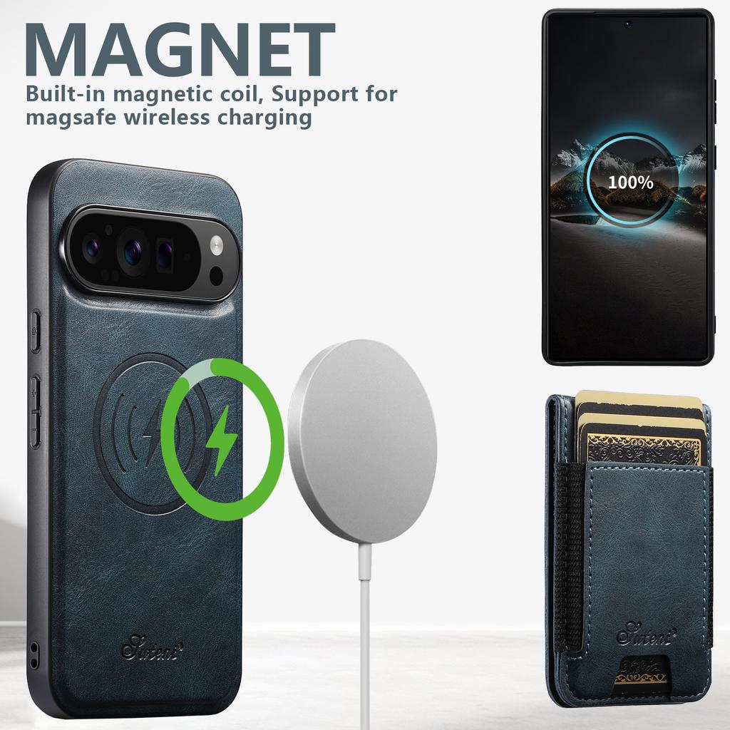 SUTENI For Google Pixel 10/10 Pro Magnetic Case Card Holder Kickstand Phone Cover