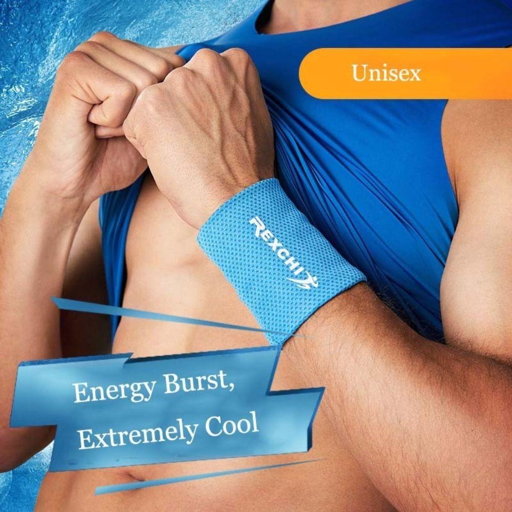 Ice Silk Polyester Ice Cooling Wristbands Elastic Wrist Sleeve New Sport Wristbands Running Gym