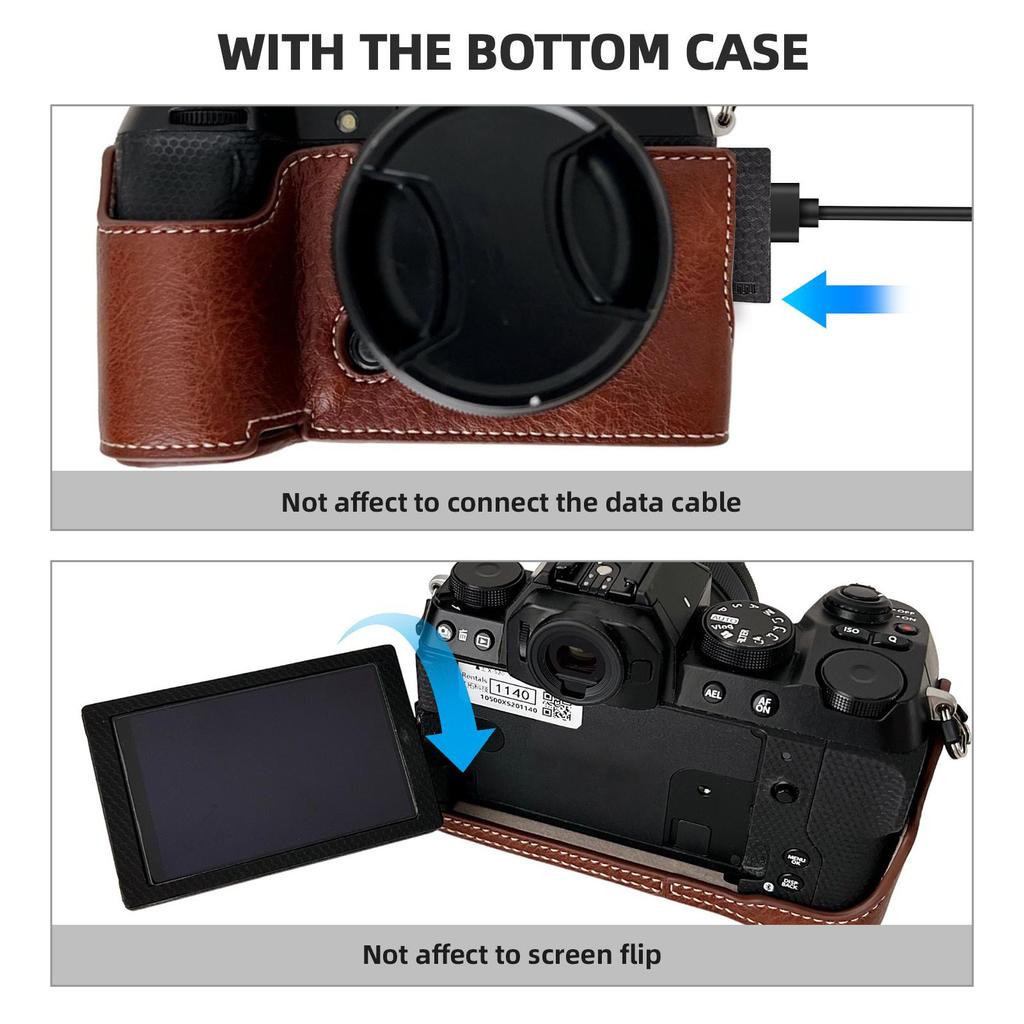 Portable Camera Protective Case Retro Style Camera Case Carry Bag Opening Bottom Design with Shoulder Strap Replacement