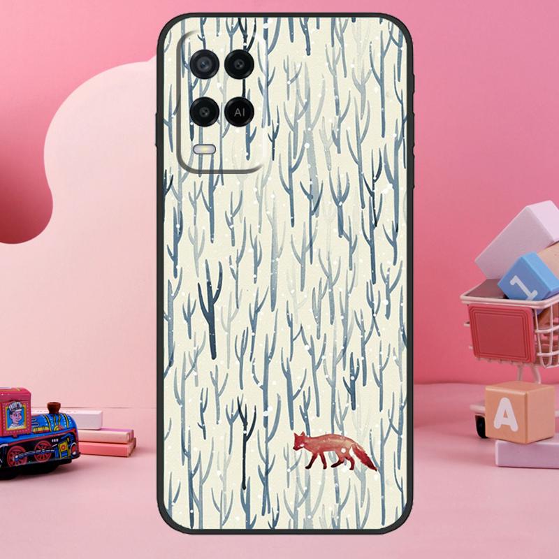Зимний Чехол с Лисами для Oppo A18 A38 A58 A78 A98 A74 A54 A94 A80 A60 A40 A96 A76 A16 A15 A17 A57 A77 A5 Pro