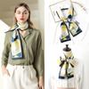 Women Long Printing Silk Scarf Imitated Silk Satin Hair Tie Sweet Streamers 14cm*145cm Fashion Elegance Office Hijab Headband