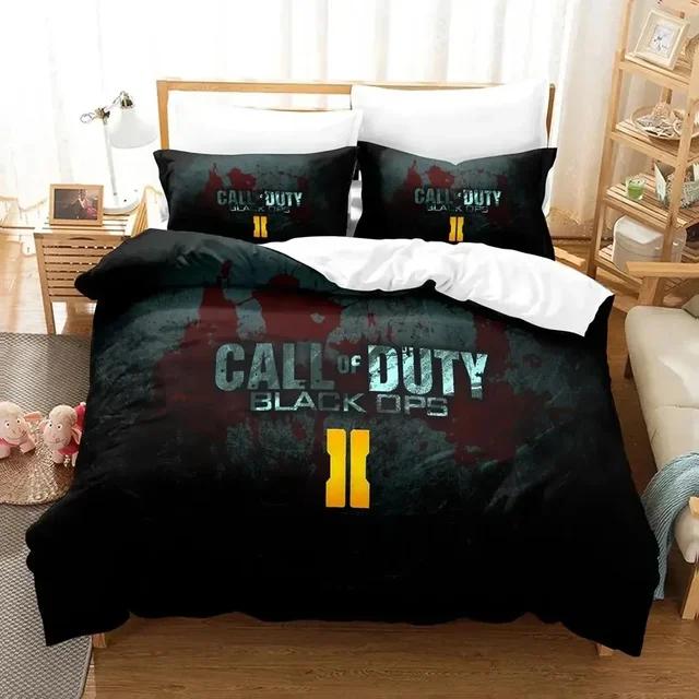 Постельное белье Call of Duty Black Ops Комплект Пододеяльник Постельный комплект Чехол на одеяло Наволочка Одеяло Размер Queen Постельное белье COD