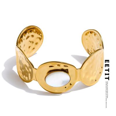 66 мм Нержавеющая сталь Молот Металлическая оболочка Манжета Браслет Браслет 18K Золотое PVD-покрытие Текстура Широкое украшение на запястье Подарок