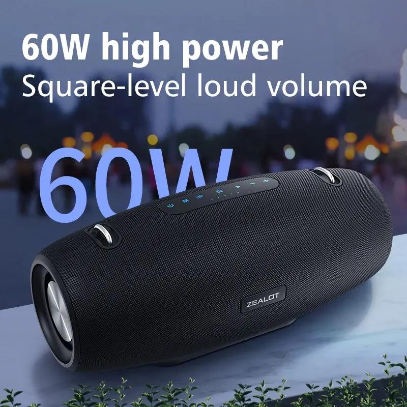 Zealot-S67 60 Вт Портативная Bluetooth-колонка Колонка для вечеринок на открытом воздухе Большая громкая колонка Отличная производительность басов 3D-колонка