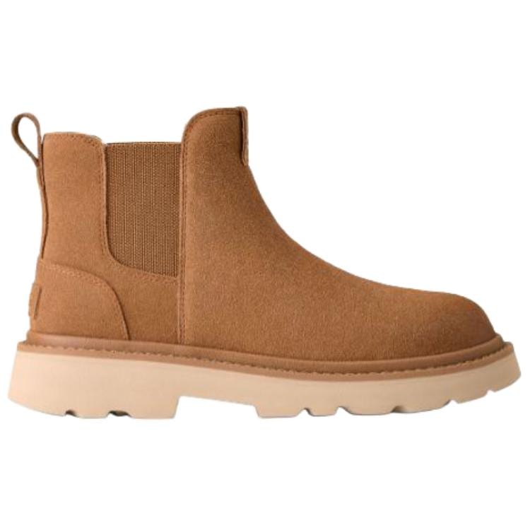 UGG Модные Короткие Ботильоны Челси из Гибридной Замши Коровьей Кожи Мужские Каштановые 1171372-CHE