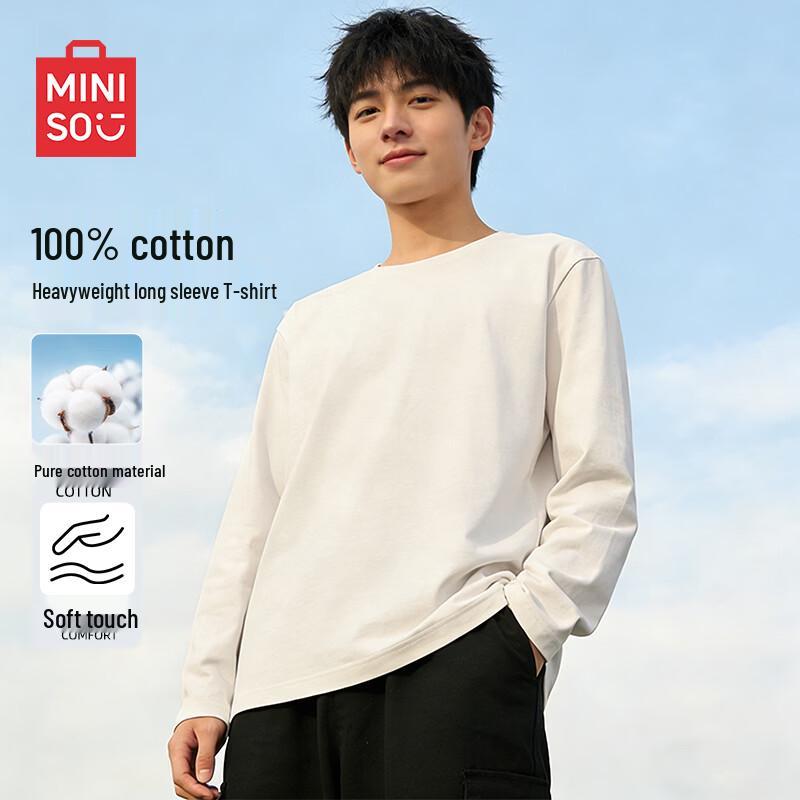 MINISO Мужская весенняя американская тяжелая футболка с длинным рукавом
