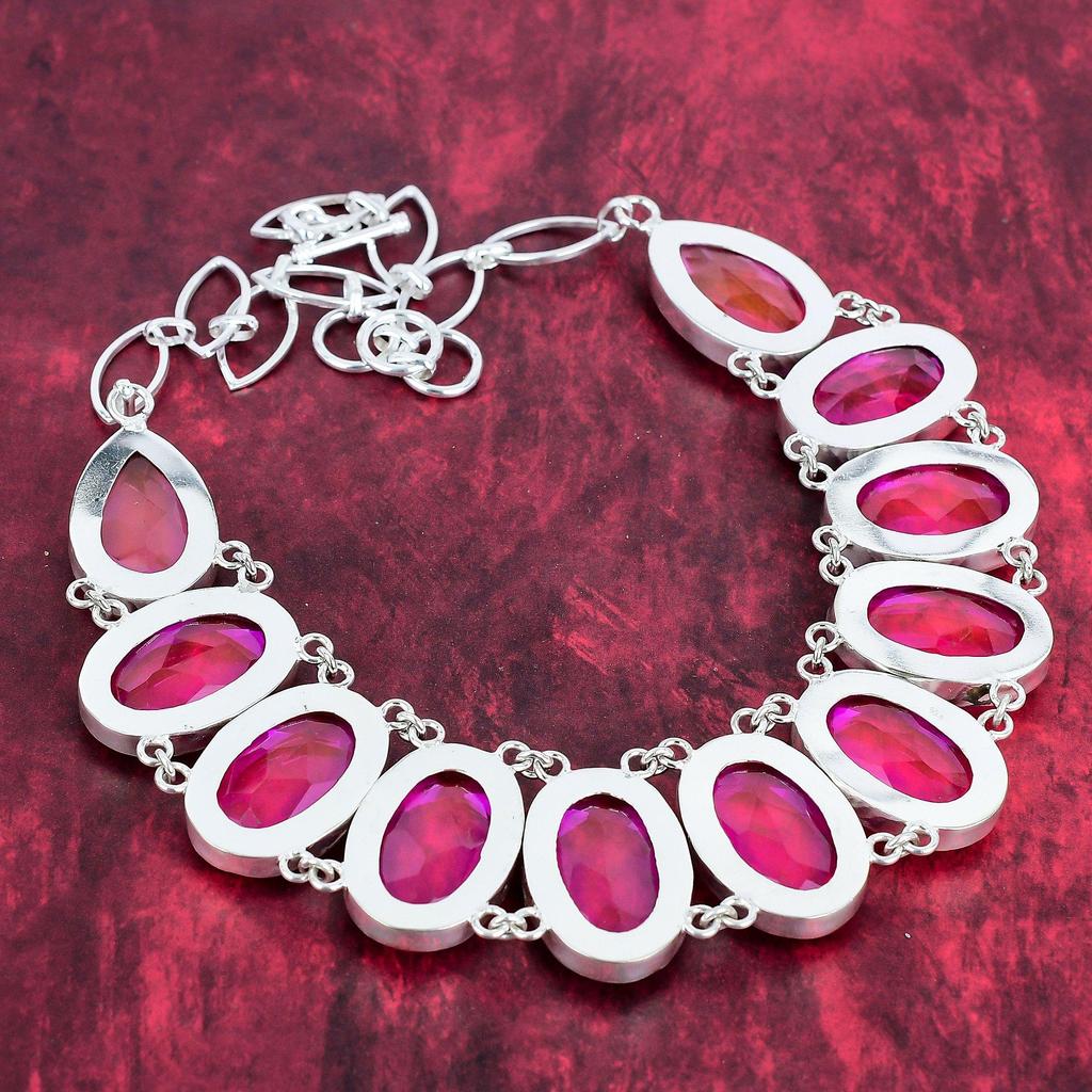 Faceted Pink Topaz Necklace Jewelry, 925 Sterling Silver Gemstone Necklace Jewelry, Handmade Adjustable Chain Unique Jewelry