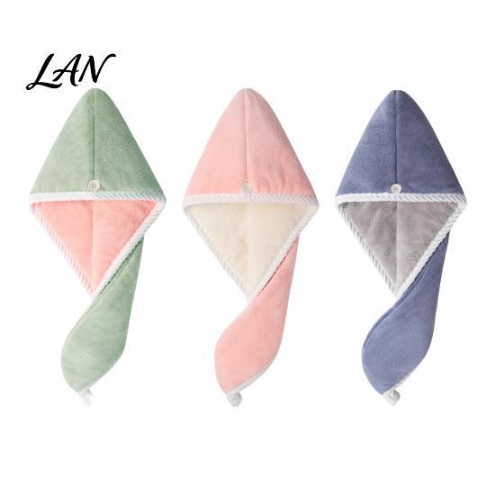 Bathroom Essentials for Hair Reversible Towel Wrap, Microfiber Turban with Button, Quick Dry, Soft Absorbent Head Wrap Anti-frizz Drying Women