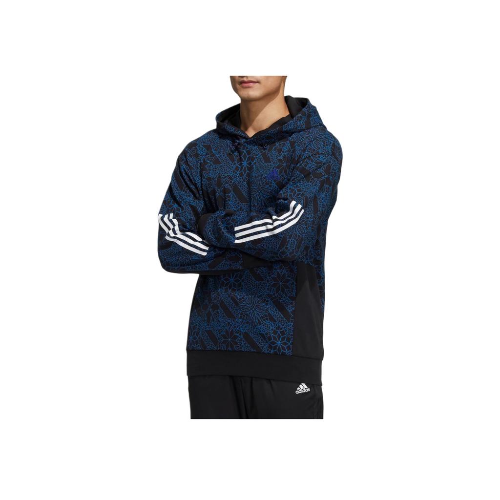 adidas Спортивный пуловер с полным принтом, мужская толстовка с капюшоном, темно-синий HE2914