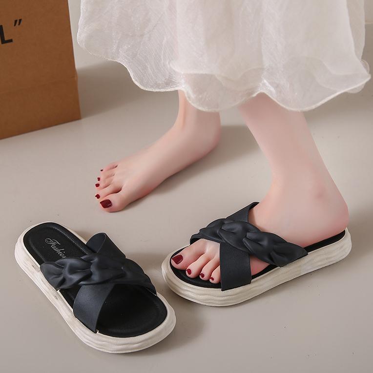 Минималистичные тапочки для женщин, летняя модная пляжная обувь, сандалии, плоская подошва, нескользящие, однотонные, классные тапочки