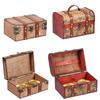 Pirate Treasure Chest Vintage Wood Storage Jewel Box Cosmetics Decorative Trunk Case Durable Organizer Gift Package Toy