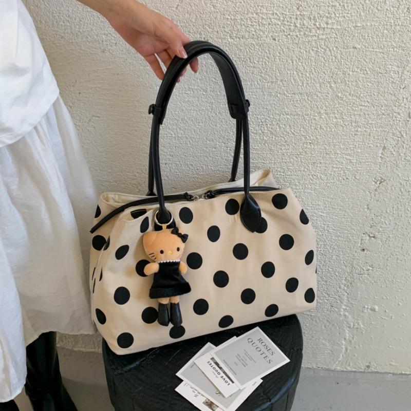 Универсальная корейская минималистичная сумка-тоут в горошек - Большая вместимость, Многослойная сумка через плечо