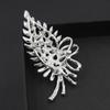 Female Fashion White Crystal Flower Brooches For Women Luxury Silver Color Rhinestone Alloy Plant Brooch Safety Pins