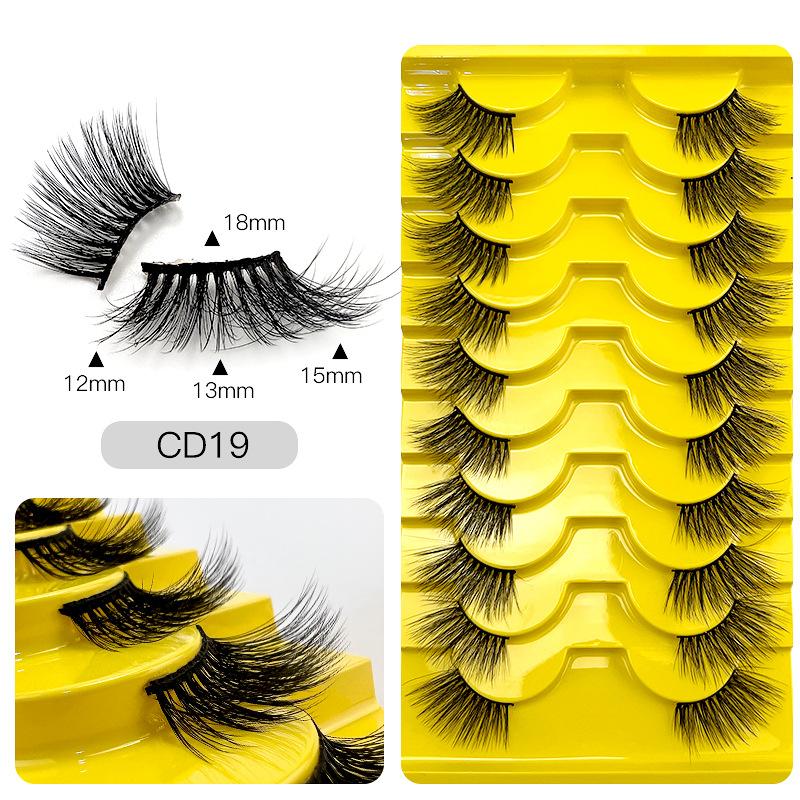 Новое химическое волокно, накладные ресницы на половину глаза, 10 пар толстых вьющихся, имитация привитых ресниц