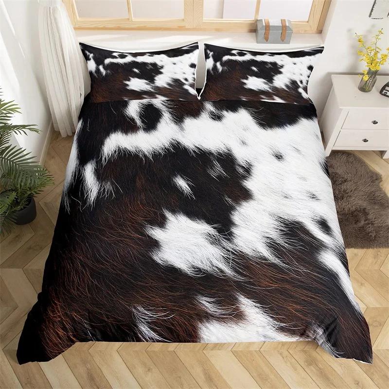 Пододеяльник с изображением животных из фермерской кожи King Microfiber Cowhide Printed, комплект постельного белья в стиле пэчворк для детей, мальчиков и девочек