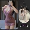 Sex underwear pure desire purple open placket buckle cheongsam sexy female antique butterfly love flower perspective strap uniform