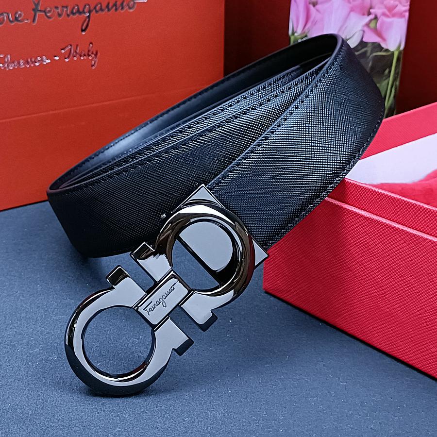 Salvatore Ferragamo 3.3cm Men's Belt Luxury Brand Designer Belt Suit Jeans Formal Brand Toothpick Pattern