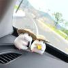 4pcs Cute Hamsters With Straw Hat Car Ornament Car Center Console Decoration Auto Interior Dashboard Accessories