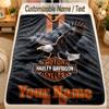 Фланелевое одеялоHarley-Davidson Текст с индивидуальным именем Персонализированное Мягкое Теплое Покрывало Декор для дома Подарок