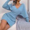 Women's Autumn and Winter Cross V-Neck Hip Sweater Dresses