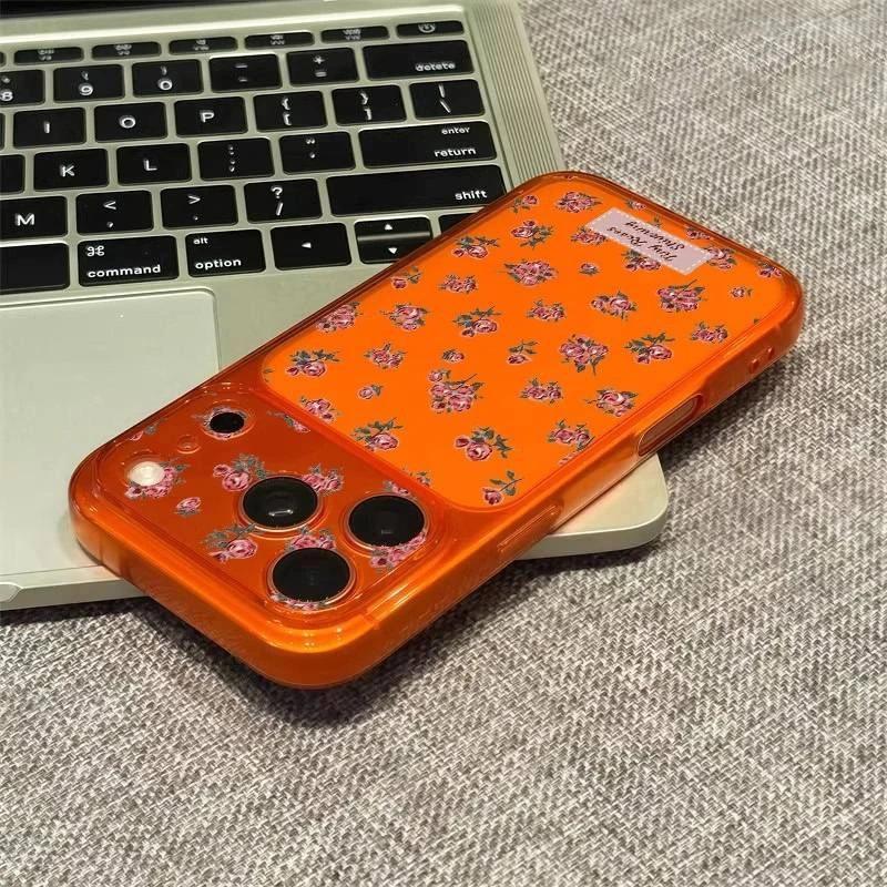 Ретро стиль, полноэкранный, красные цветы, для Apple 17Pro, большое окно, чехол для телефона IP16/15/14/13, мягкий 12