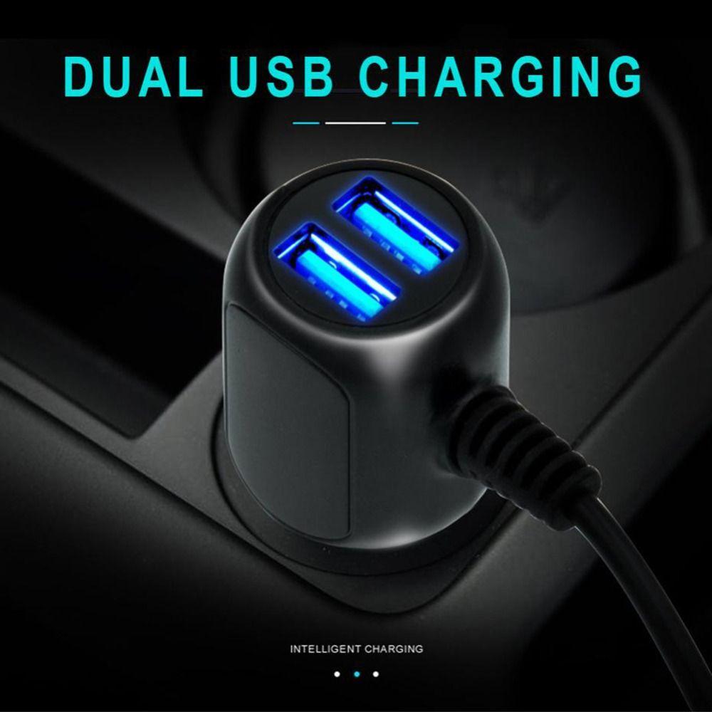 Power Cord Car Cigarette Lighter Dual USB Dash Cam Charger Mini DVR Charging Cable GPS