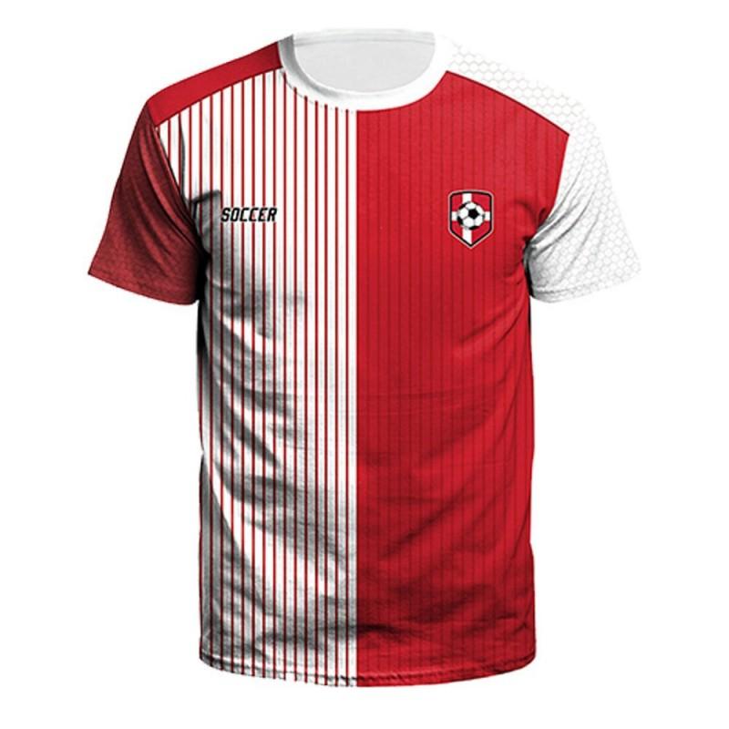 Mens Loose Fit Short Sleeve Crew Neck T-Shirt With 3D Print Soccer Fans Fall Sport Casual Wear