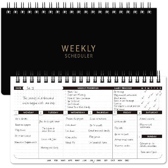 Weekly Planner 2026 - Spiral Bound, 11.2'' x 6.3'', Undated Daily Productive Weekly Planner, 55 Weeks