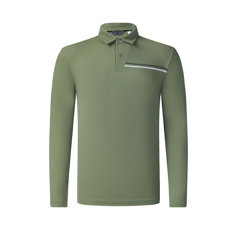 Fila Golf Series Simple Forest Style Casual Sports Outdoor Elastic Comfortable Warm Inner Layer Knitted Long Sleeve Polo Shirt Men Tops A11M545220FKK