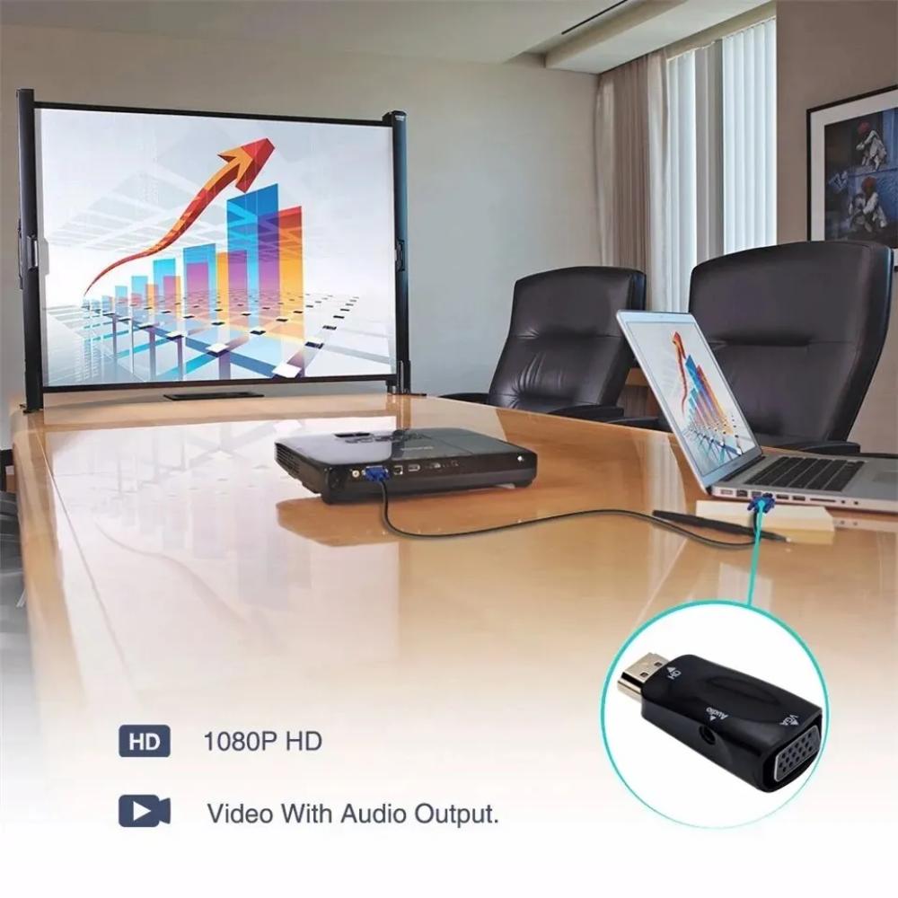 Совместимый с HDMI кабель-конвертер VGA, адаптер «папа-мама», разъем 3,5 мм, аудио, HD 1080p для ПК, ноутбука, планшета