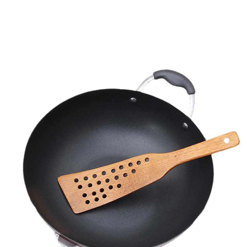 1 шт. Многофункциональная бытовая деревянная лопатка, антипригарная лопатка, лопатка для приготовления блинов, деревянная лопатка с прорезями, лопатка с прорезями, кухонные гаджеты