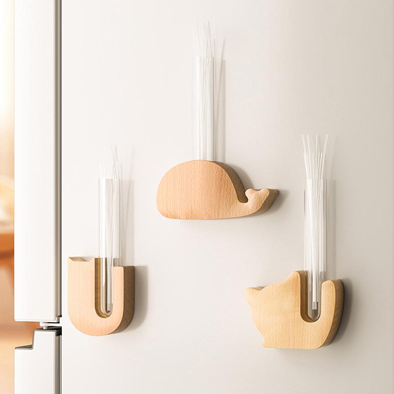 Оригинальная мини-магнитная ваза, милый стиль, массив дерева, стеклянная пробирка, ваза для цветочной композиции, декор-магнит на холодильник, вазы для цветов