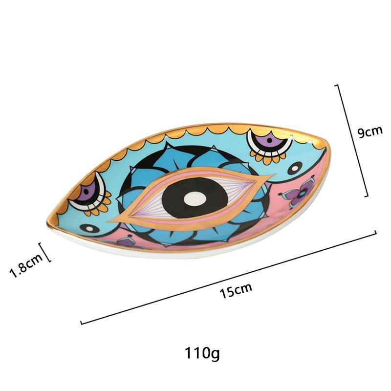 1pc Ceramic Jewelry Storage Tray Turkish Evil Eye Desktop Organizer for Rings Earrings Keys Trinket Plate Home Decor Accessorie