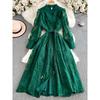 French Style Vintage Court Style Dress Machine Embroidery Waist Slimming Long Lace Dress for Women Classy Exquisite Dress