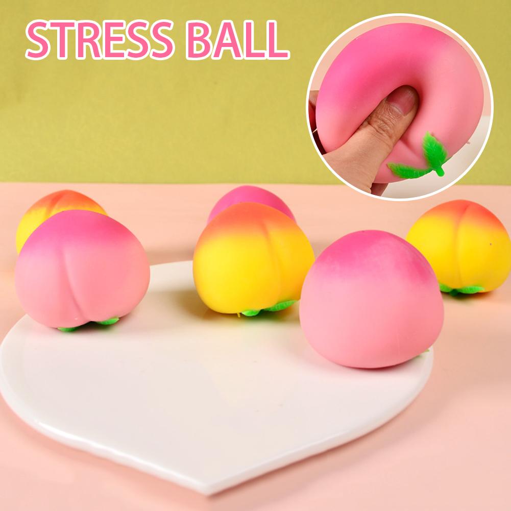 Fidget Toy Cartoon Peach PU Squishy Slow-Rising Stress Relief Kawaii Kids Squishies Toys Fruit Squeeze Balls Gift for Kids