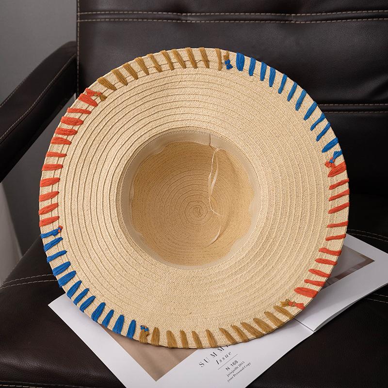 Women's Wide Brim Straw Hat, Summer UV Protection Beach Sun Hats Foldable Floppy Travel Cap Large Wide Brim, Trendy Solid Color Outdoor Hat For Ladies