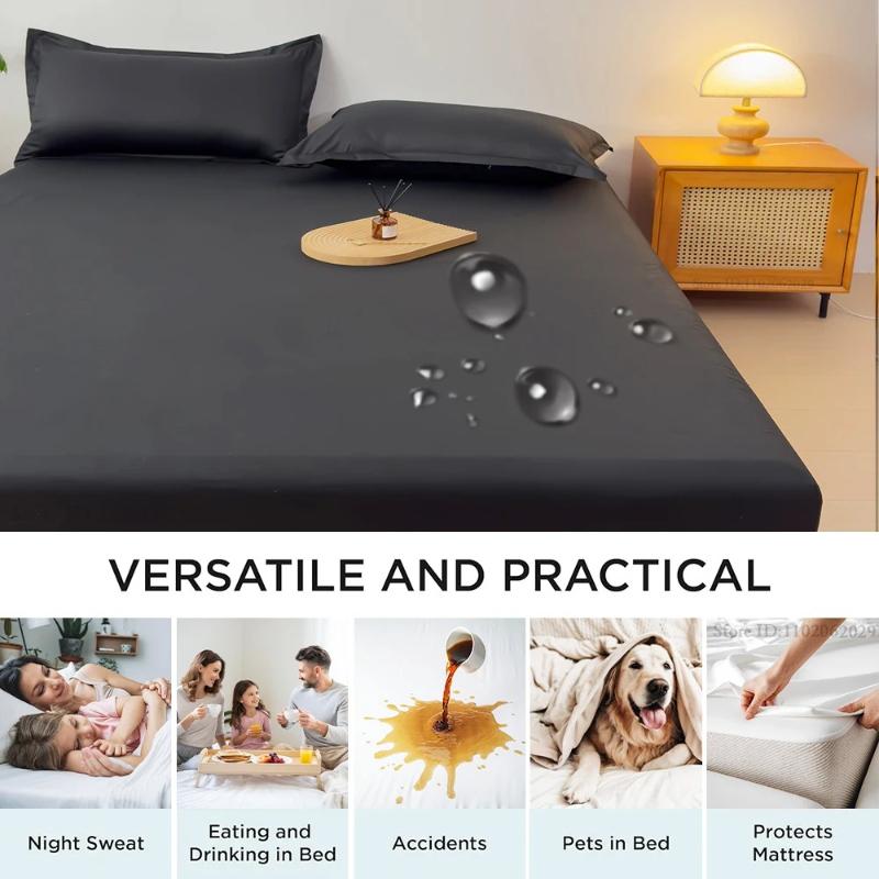 2025 Водонепроницаемый Наматрасник Простыня на резинке Матрас Покрывало Защитные Накладки Односпальный/Двуспальный/Кинг/Квинсайз Полный Размер Серый/Белый