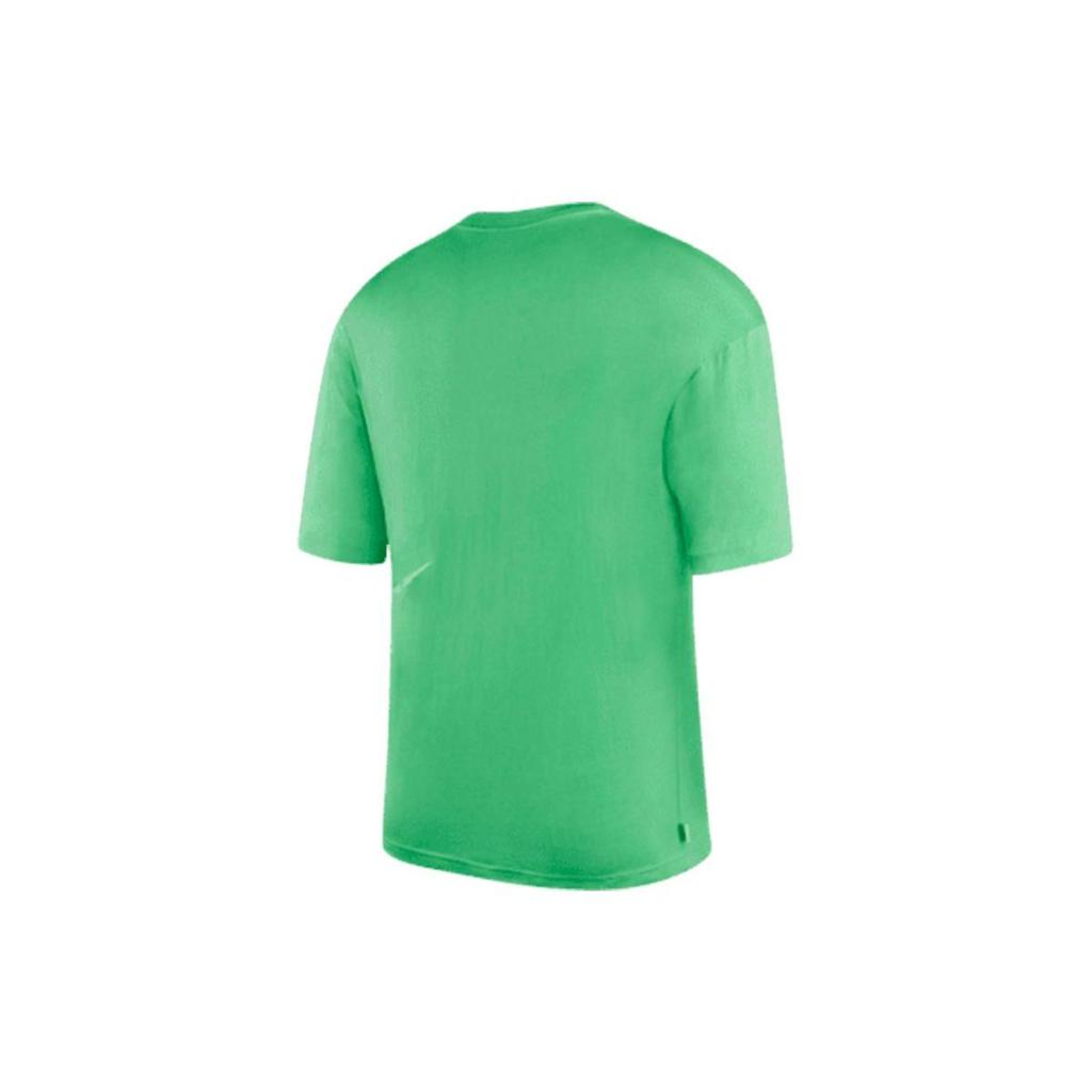 Nike Футболка с коротким рукавом и круглым вырезом, принтом и большой галочкой, американский винтаж, стандартные плечи, женские топы, зеленый цвет DV3320-362