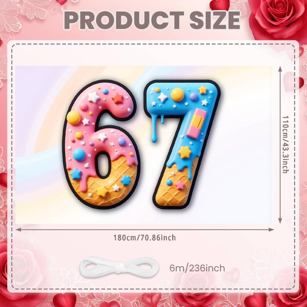 Фон для декора конфетами Цифра 67 Форма Фон на тему конфет Баннер для вечеринки по случаю дня рождения Сладкий декор Сладкий фон для дня рождения