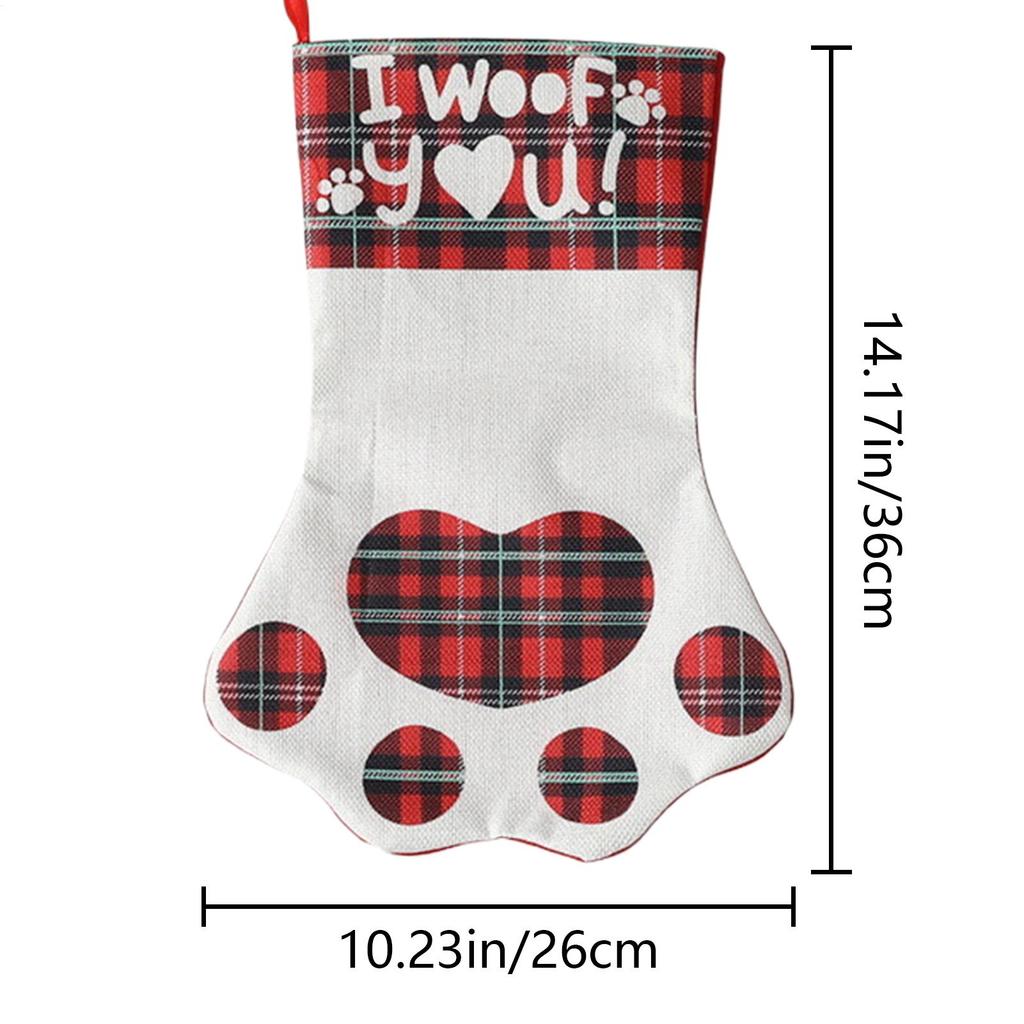 Питомец Чулок Рождество Отпечаток лапы Рождественские наполнители Носок Праздничный держатель для угощений Для детей Девочек Мальчиков Малышей Каминная полка Класс