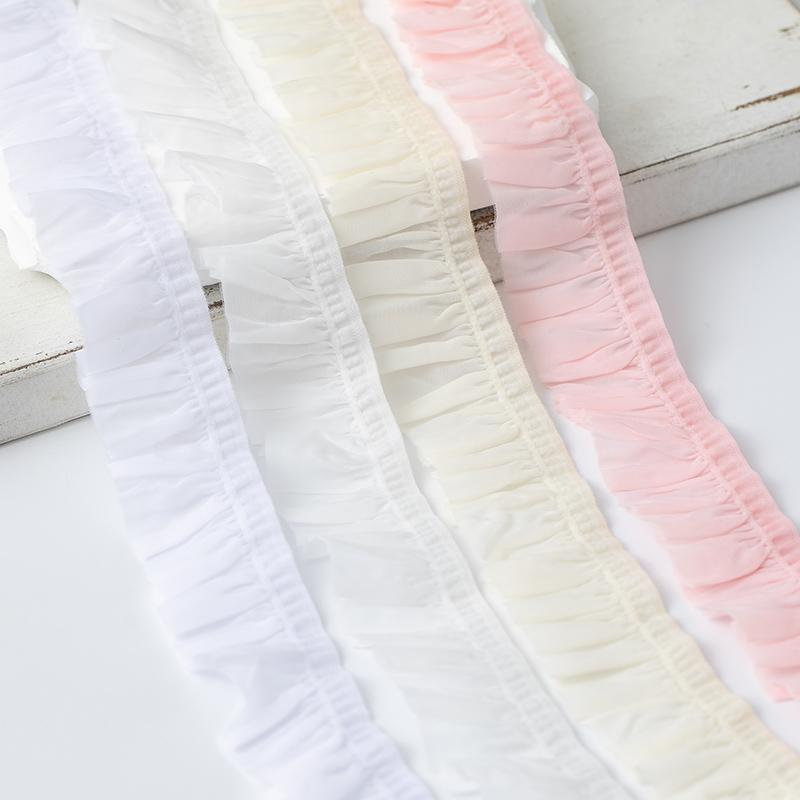 2Meters Pleated Lace Fabric High Quality 2025 Dress DIY Crafts Supply Clothing Decorative Ribbon Needlework Sewing Accessories