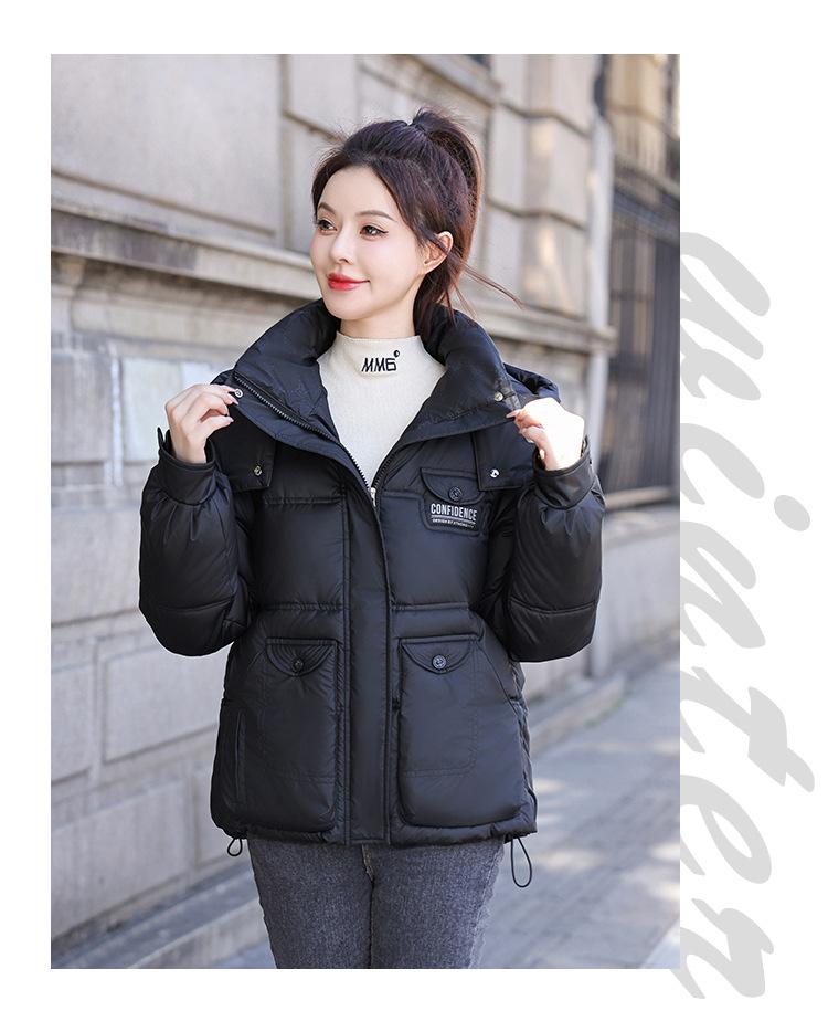 Осенне-зимнее женское пальто однотонное с капюшоном и большим карманом короткое свободное пальто утолщенная теплая студенческая куртка