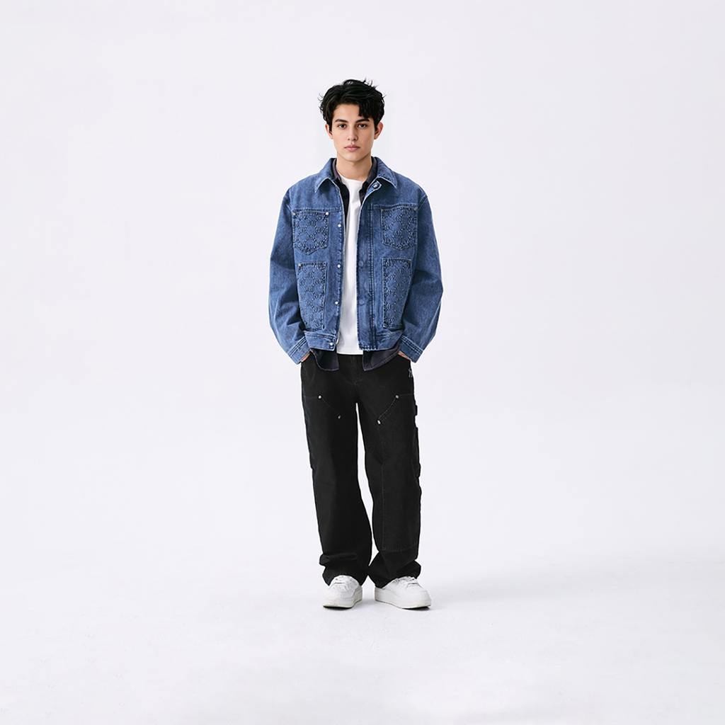 MLB Monogram Винтаж New York Yankees SS25 Американский Ретро Принт Рубашка на Пуговицах Буквенный Логотип Длинный Рукав Многокарманная Куртка Унисекс куртки 3ADKM0551-50INS
