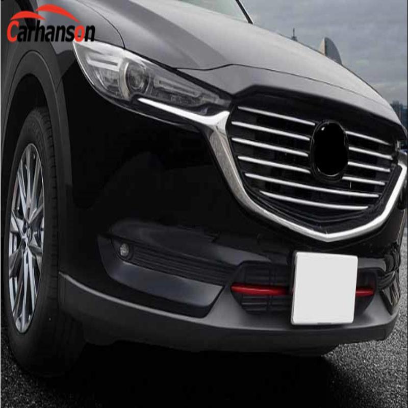Для автомобильных аксессуаров Mazda Cx-8 Cx8 2017 2018 Abs Chrome Передняя решетка Решетка Крышка накладки Полоса Защитная наклейка для стайлинга автомобиля