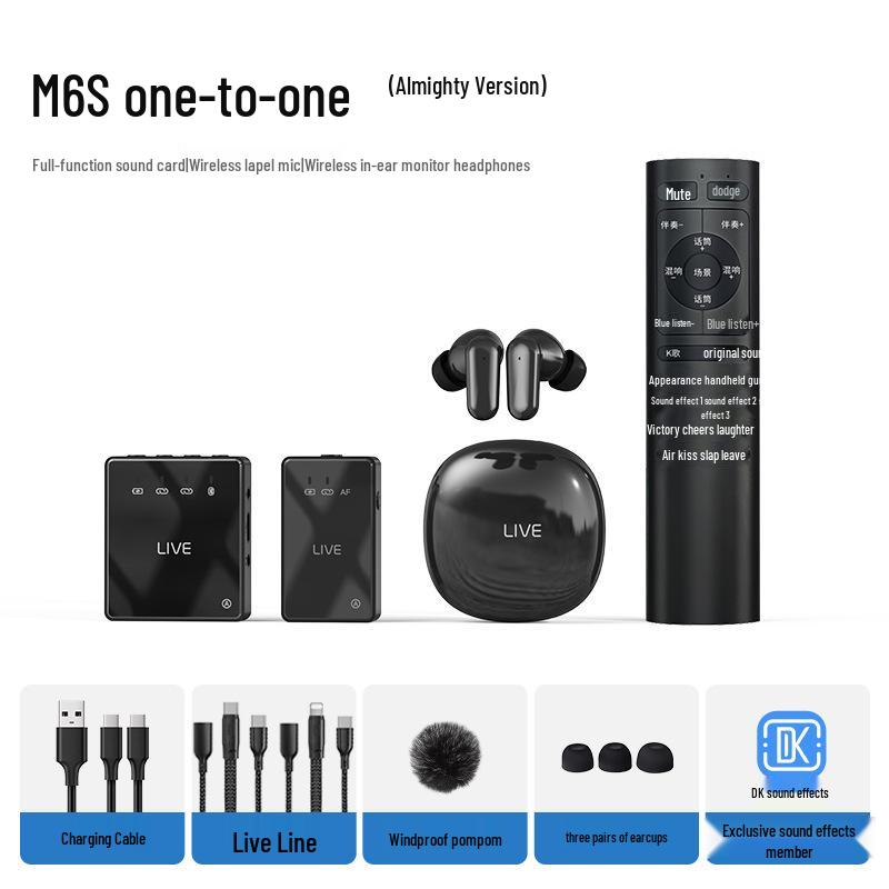 Беспроводной внутриканальный монитор M6S: 2,4 ГГц с низкой задержкой, Hi-Fi шумоподавление для стриминга, игр и использования на улице