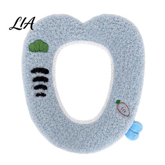 Adhesive Toilet Seat Protectors Plush Cartoon Mat, Soft Thickened Washable Bathroom Pad Portable Handles with Handle, Warm Skin-Friendly Cushion